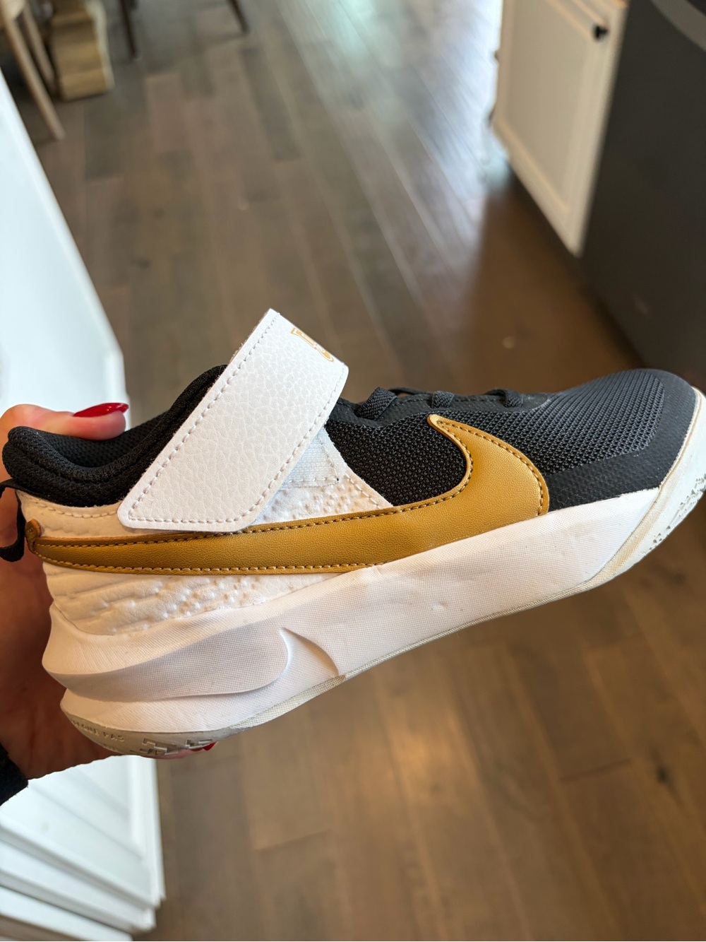 Nike Kids Black and Gold Velcro Sneakers